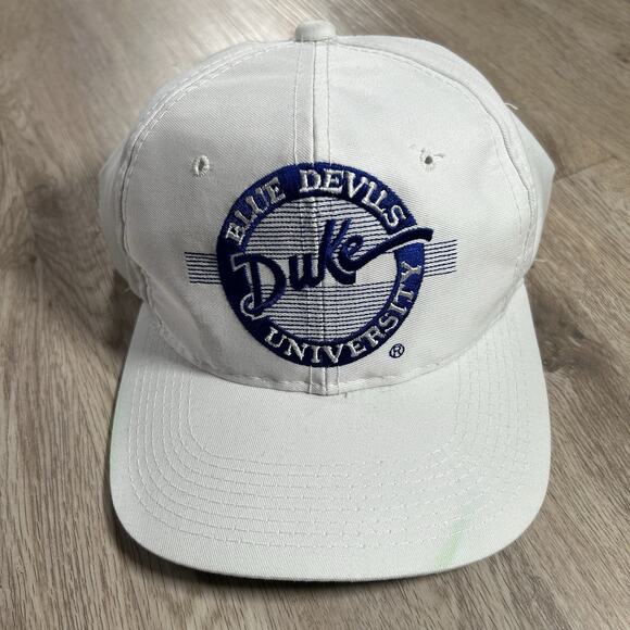 Vintage Duke Blue Devils Hat Snapback College The Game Circle Logo White Cap - Picture 1 of 10